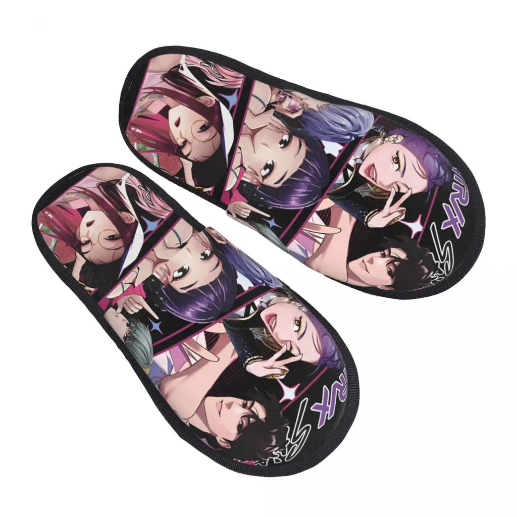Kpop Demon Hunters Huntrix Soft Scuff Memory Foam Slippers Women Spa House Shoes
