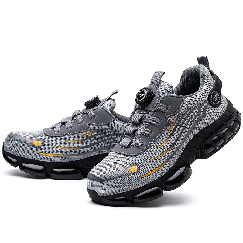 Rotating Button New Safety Shoes Men Anti-smash Anti-puncture Work Shoes Fashion Men Sport Shoes Security Protective Boots Men