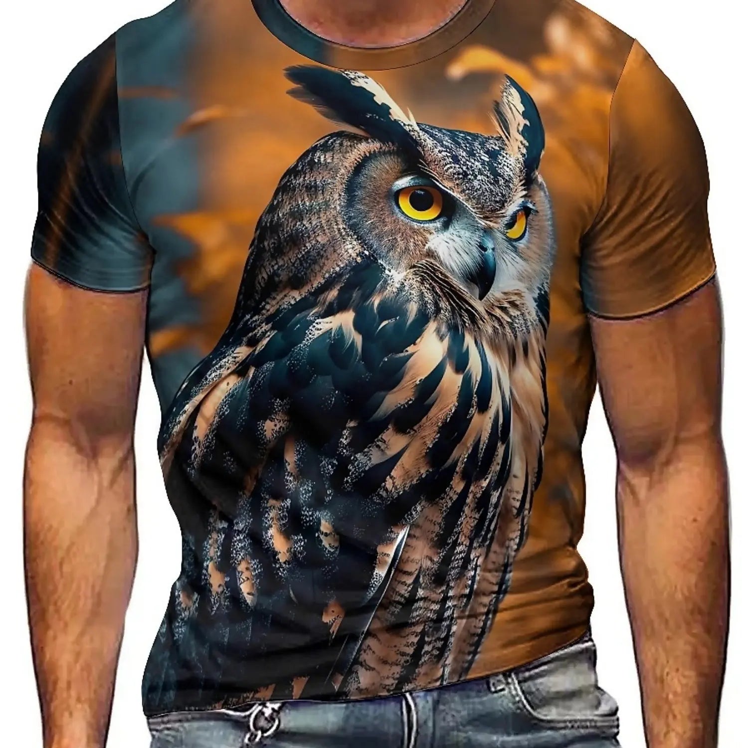 Men's & Women's 3D Print Owl Graphic T-Shirt - Soft Polyester, Loose Fit Large Size, Vibrant Geometric Pattern