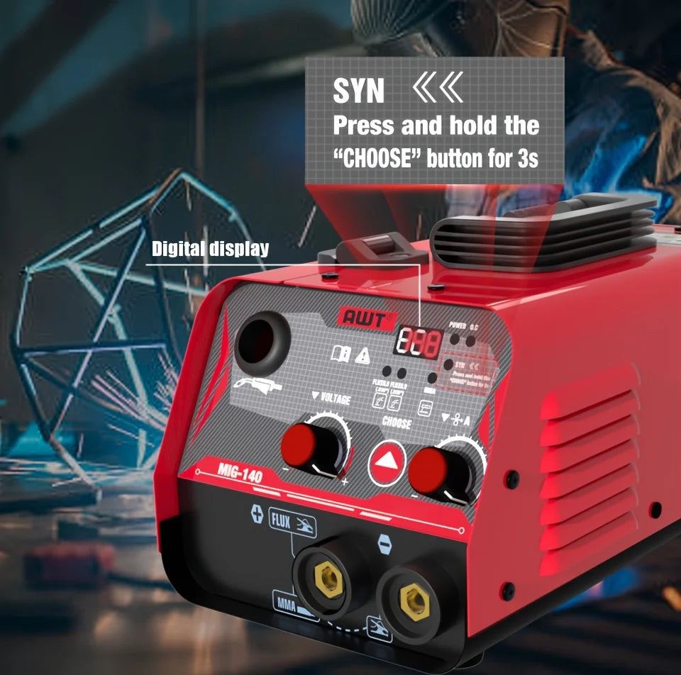 Mini Welder 140A Flux Core MIG/Stick Welder 2 IN 1 IGBT Inverter Welding Machine Portable Handheld House Use Welding Equipment