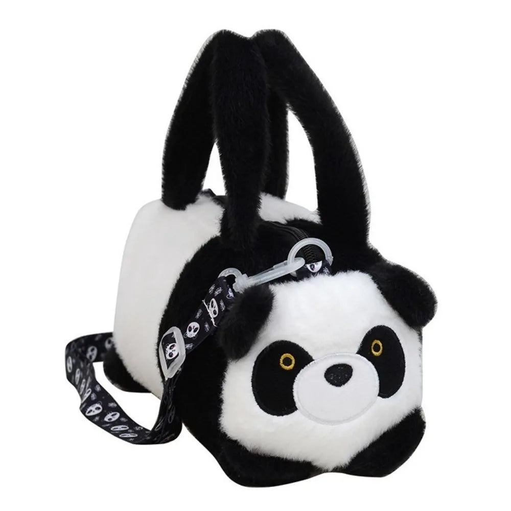 New Cute Panda Storage Bag Plush Soft Cartoon Animal Bucket Bag Large Capacity Korean Style Shoulder Bag for Children