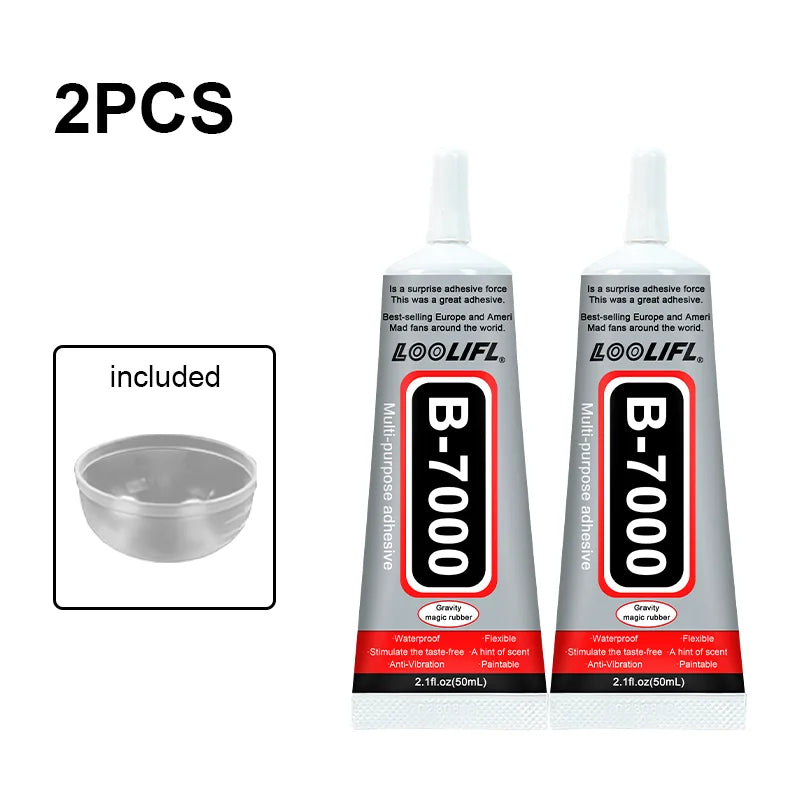 LOOLIFL 50ML B-7000 Clear Super Glue Phone Screen Repair Glue Universal Jewelry Crafts Ceramic Glass Plastic Metal Wood Adhesive