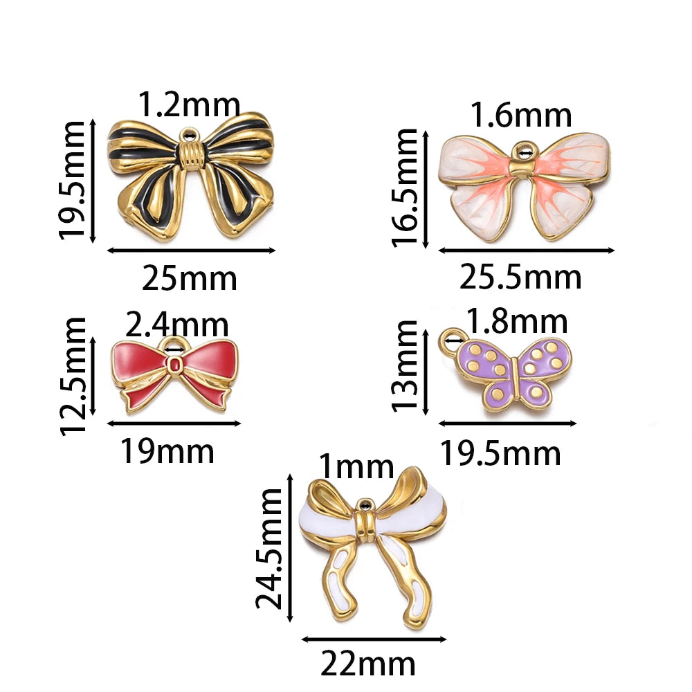 2Pcs/Pack Stainless Steel 5 Styles Butterfly Shape Pendants for Handmade DIY Women Man Hoop Earring Jewelry Making Supplies