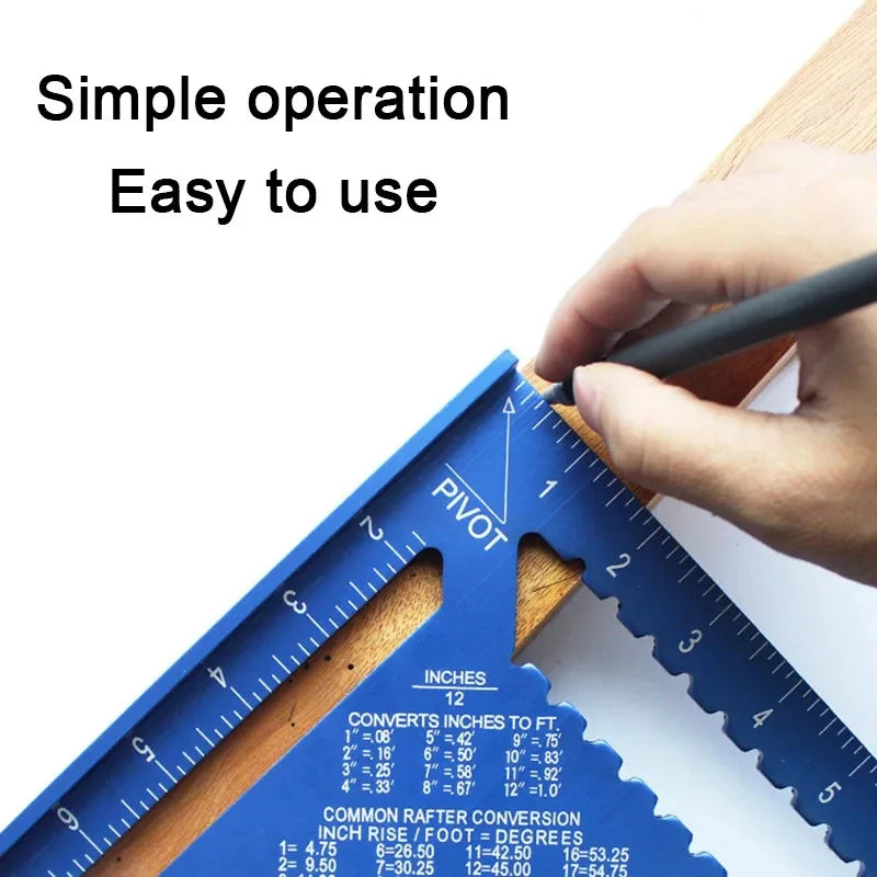 7 Inch Aluminum Alloy Speed Square, Dual Inch/Metric Angle Ruler for Woodworking & Carpentry