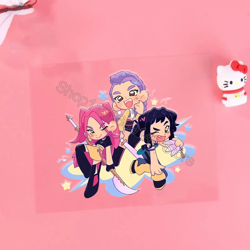 Kpop Demon Hunter Cartoon 3D Transfer Sticker UV DTF Stickers Kawaii Water Cup Water Bottle Lunch Box DIY Waterproof Sticker