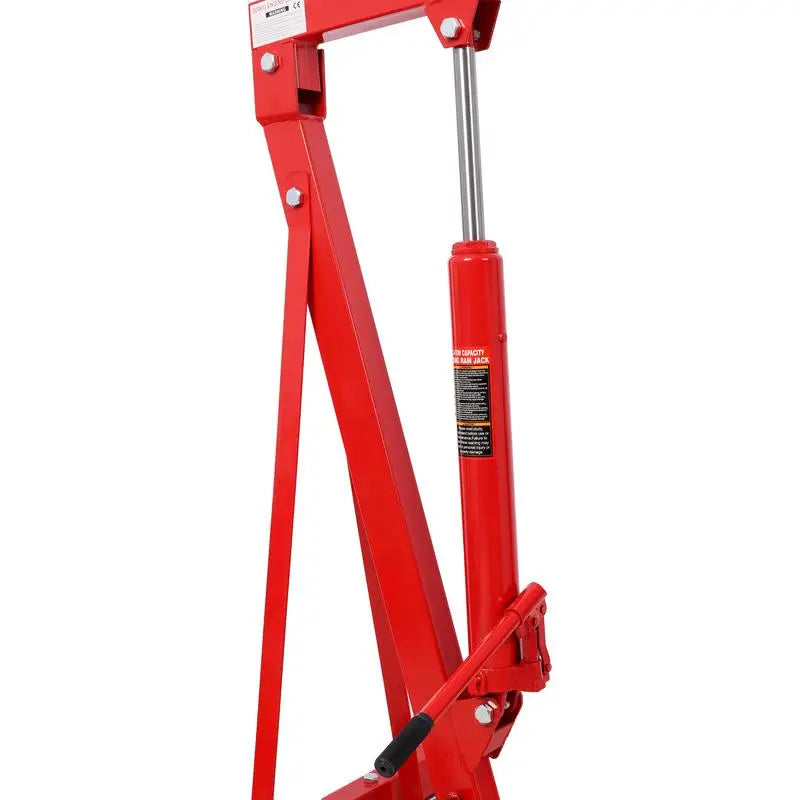1500 lbs Folding Engine Hoist Cherry Picker Crane Lift, Heavy Duty Steel with 4 Caster Wheels, Red Color, Shop Equipment
