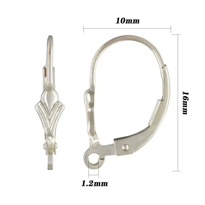 925 Sterling Silver Fleur De Lis Leverback w / Ring Plain Leverback Silver Ear Wire for Jewelry Accessories Clasp for Earri