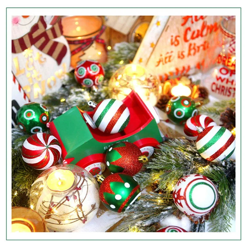Christmas decoration ball30 Pcs Christmas Ball Ornaments Red Green and White Hanging Christmas Ball