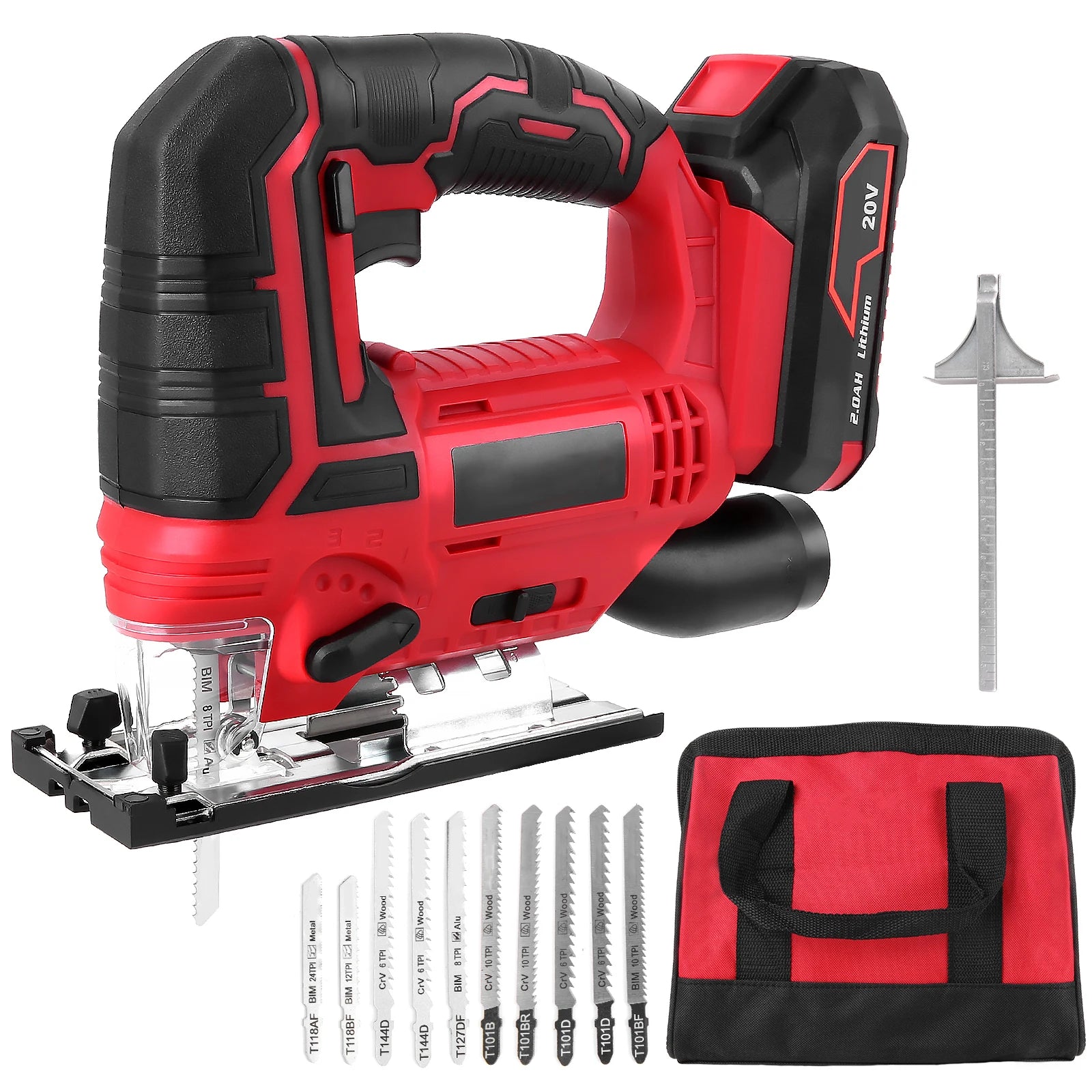 Electric Jigsaw Woodworking Power Tool Jigsaw 20V Cordless Jigsaw Kit Multi-Function Adjustable Speed Jigsaw EU Plug