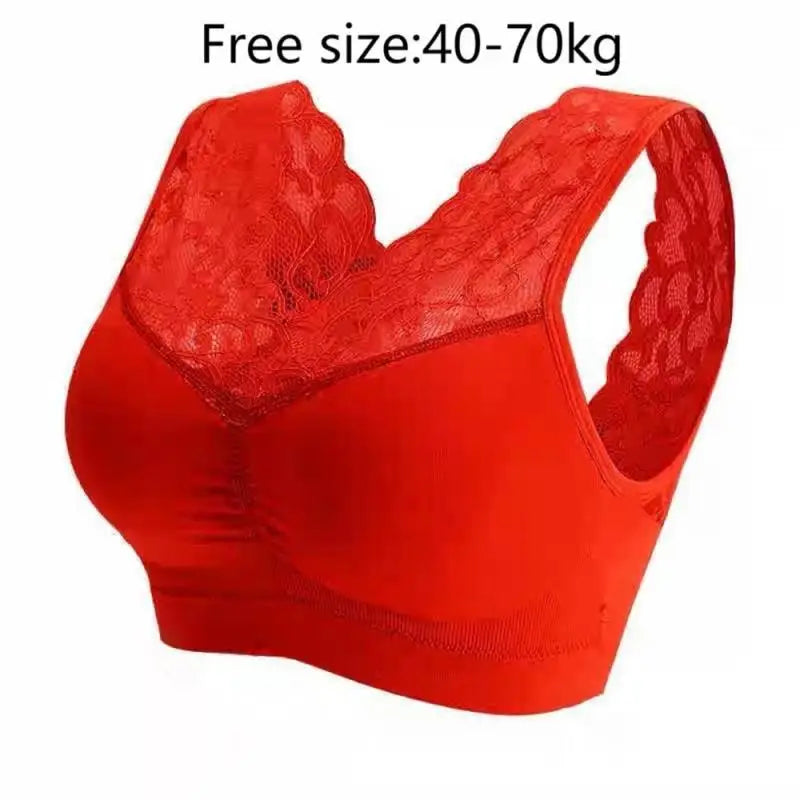 Ring Sexy Beautiful Back Lace Bra Underwear Explosions Of This Year's Big Red Without Steel Women's Bottom With Anti-light