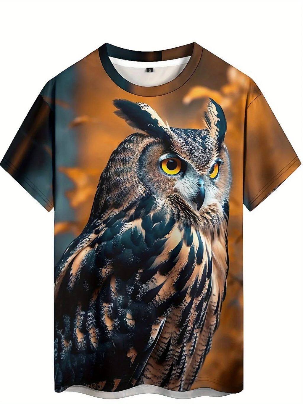 Men's & Women's 3D Print Owl Graphic T-Shirt - Soft Polyester, Loose Fit Large Size, Vibrant Geometric Pattern