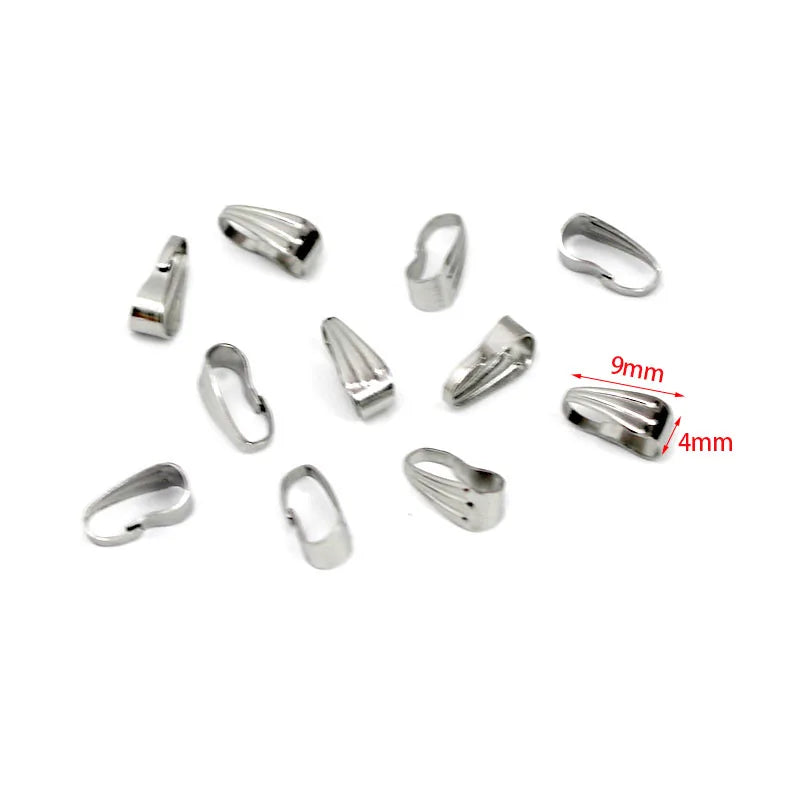 50pcs/Lot Stainless Steel Pendant Pinch Clip Bail Clasps Melon Seeds Clasp For Necklace Hooks Clip Connectors DIY Jewelry Making