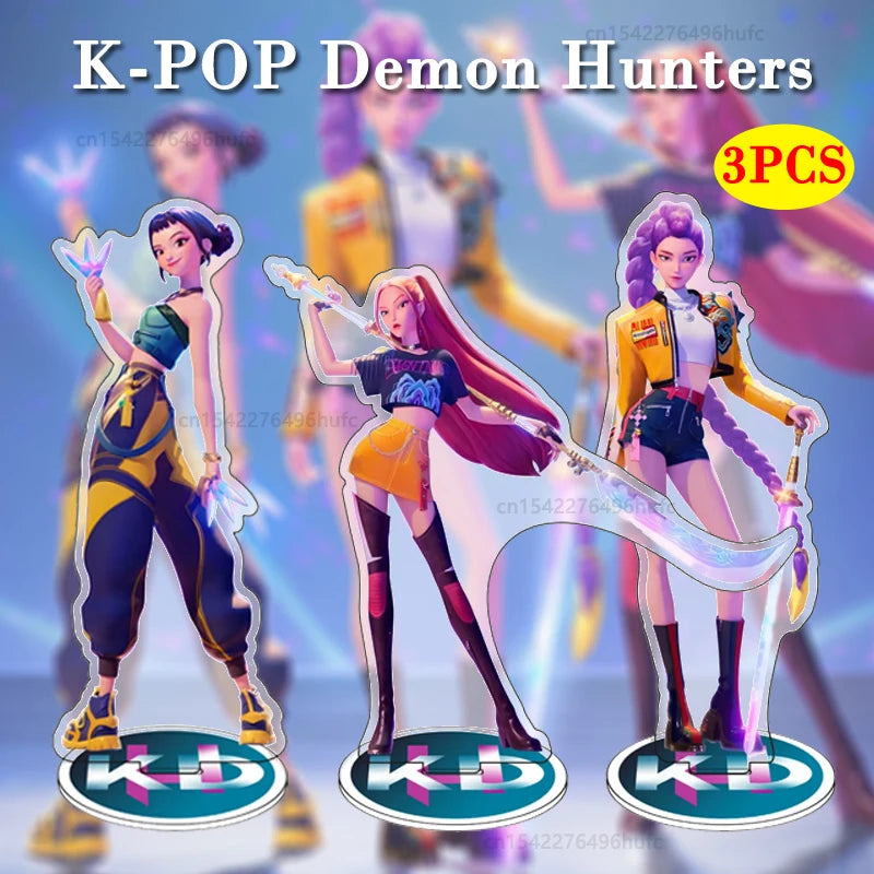 3PCS KPop Demon Hunters Superstar Rumi Mira Zoe Acrylic Standing Plates Decoration Ornament For K-pop Fans Birthday Party Gift