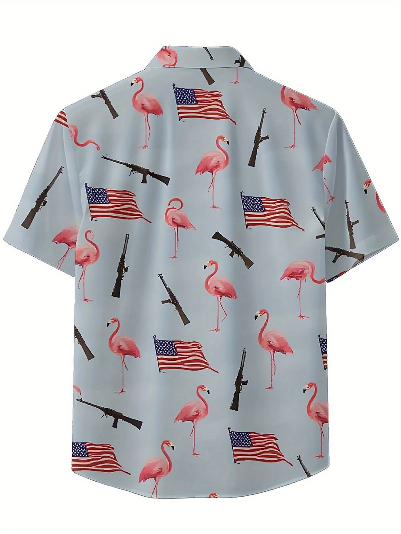 Men's Plus Size Hawaiian Shirts American Flag and Pink Flamingo Pattern,Unisex Baggy Aloha Shirts,Alternative Clothing