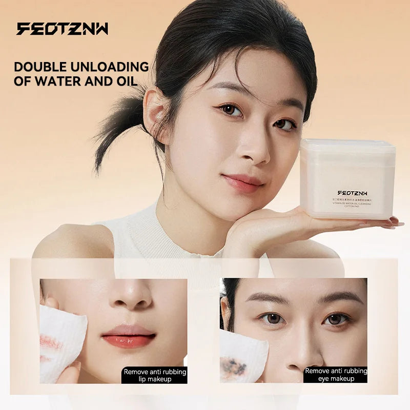 Feotznw Vitamin Water and Oil Cleansing and Makeup Remover Cotton Pads (Canned) are highly effective in removing makeup,