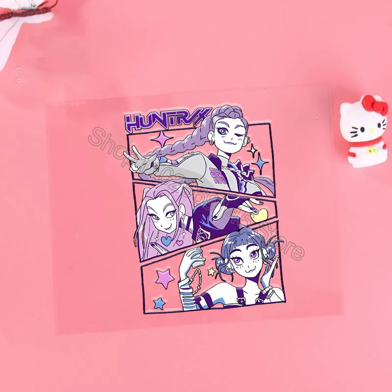 Kpop Demon Hunter Cartoon 3D Transfer Sticker UV DTF Stickers Kawaii Water Cup Water Bottle Lunch Box DIY Waterproof Sticker