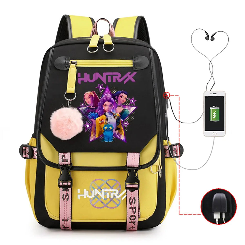 School Backpack for Students KPop Demon Hunters Daily Bagpack 2025 Hot Movie Print Backpacks for Girl Boy Laptop Usb Port Bag
