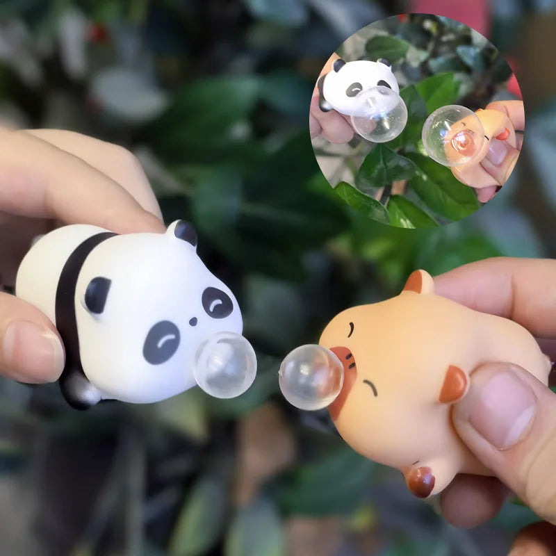 Cute Animals Pinch Toy Spit Bubble Funny Relax Ball Sensory Fidget Toy Cartoon Puppy Capybara Panda Squeeze Ball Toy Kids Gift