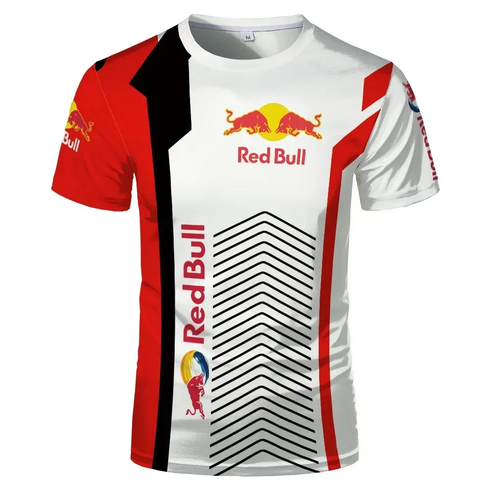Men's Red Bull T-shirt 3D Printed Color Pattern Round Neck T-shirt Men and Women Casual Tops Oversized Racing Cycling Jersey