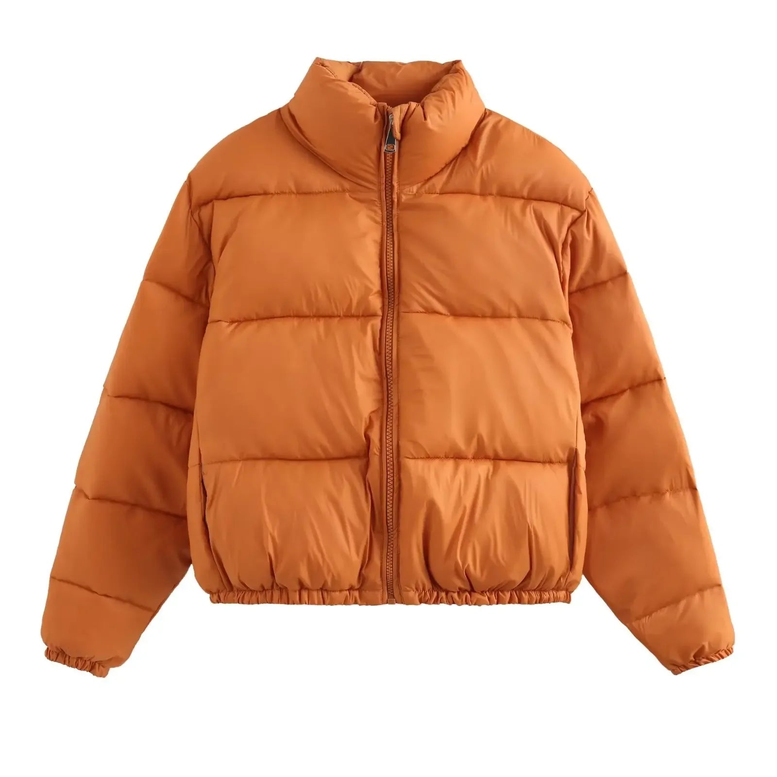 Casual Cotton Coat Women Stand Collar Parkas Long Sleeve Fashion Zip Solid Thick Warm Jacket 2024 Winter Button Padded Overcoats