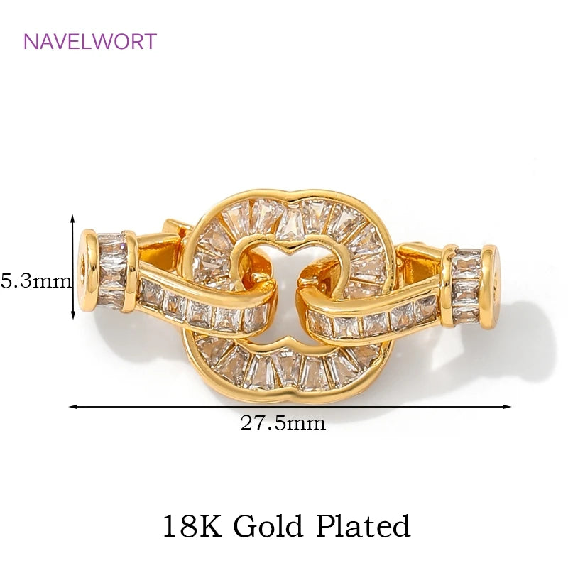 Luxury 18K Gold Plated Connectors Clasps,With Zircon Locks Clasps,Fasteners For Bracelet,DIY Necklaces Jewelry Making Findings