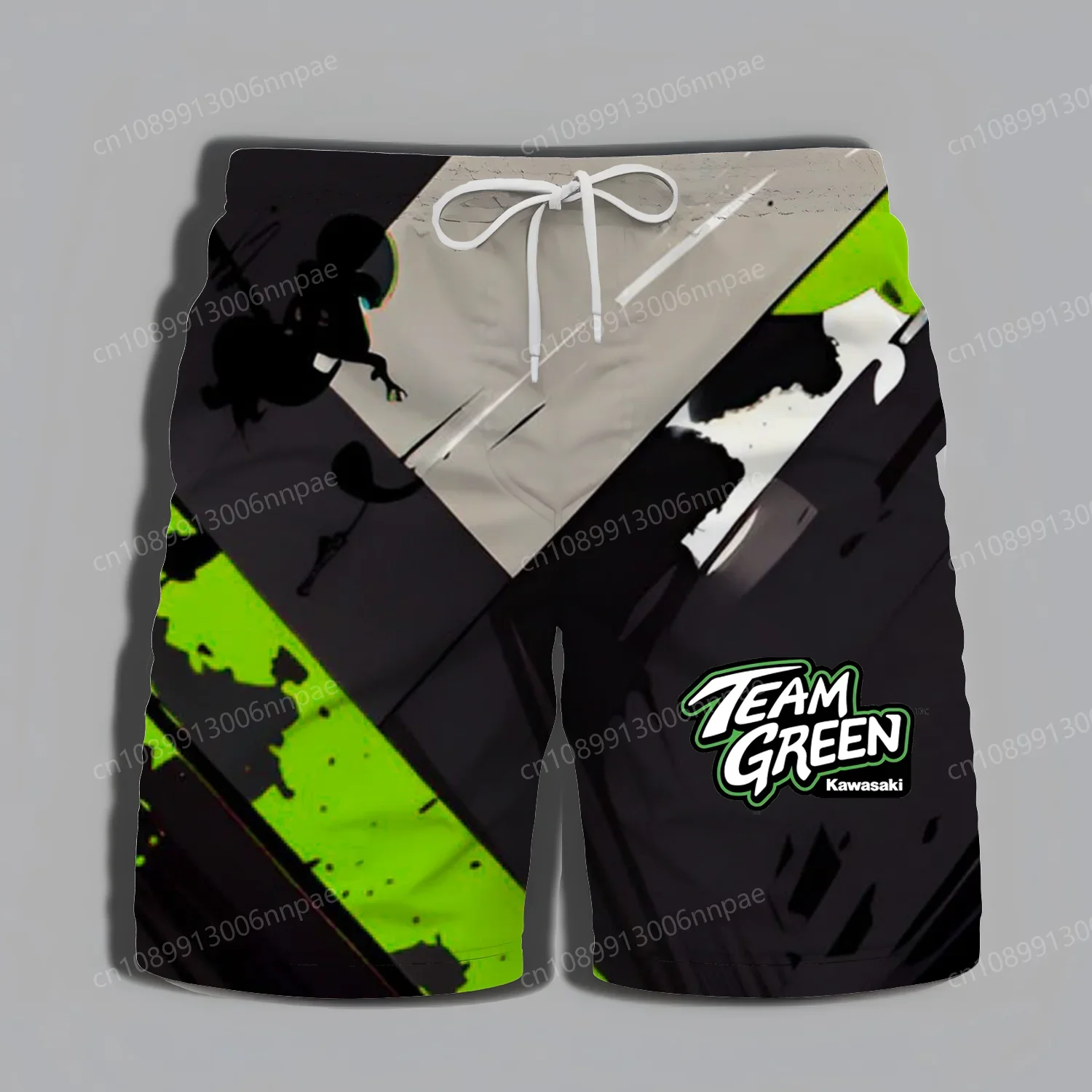 Men's Daily Summer Shorts 2025 New Kawasaki Motorcycle Extreme Sports Pattern Fashionable and Exquisite Beach Pants Cool