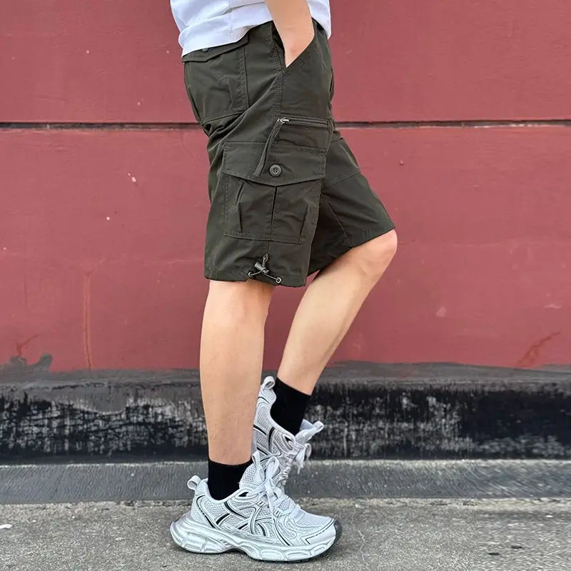 Short Pants for Men with Zipper Cotton Solid Pockets Mens Cargo Shorts Designer Casual Nylon Harajuku Loose Beautiful Popular