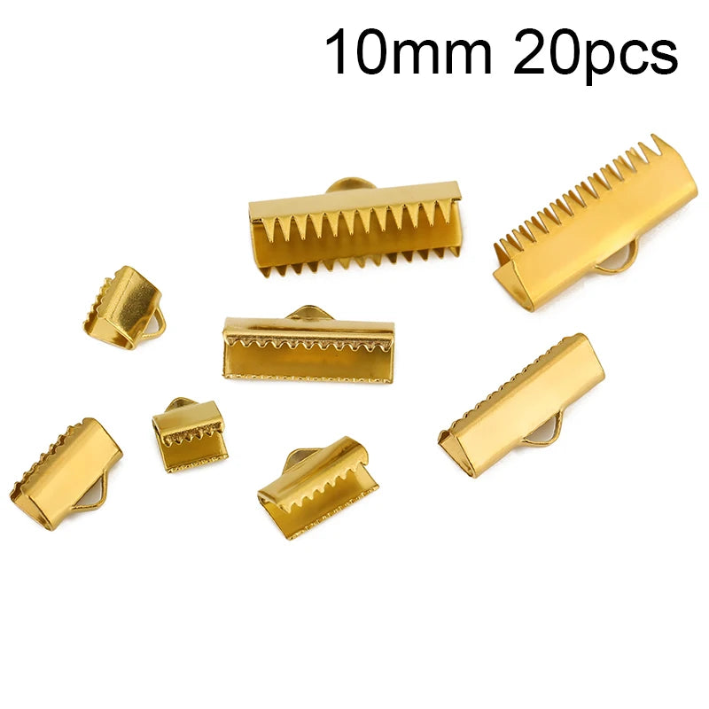 20 50 pcs PVD Never Fade Stainless Steel End Clasps Fastener Caps Connectors Clasps For Flat Leather Cord Diy Jewelry Making