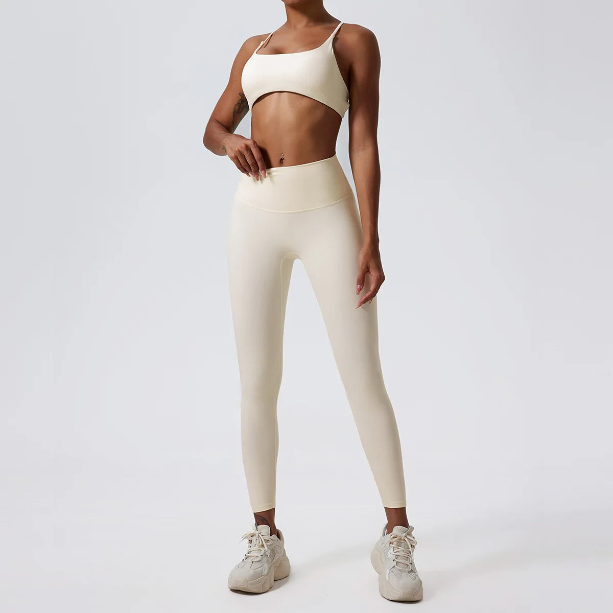 LezyanXR Nude Beautiful Back Breathable Tight Quick Drying 2 Pieces Gym Yoga Sport Running Exercise Workou Set Womens Outfits