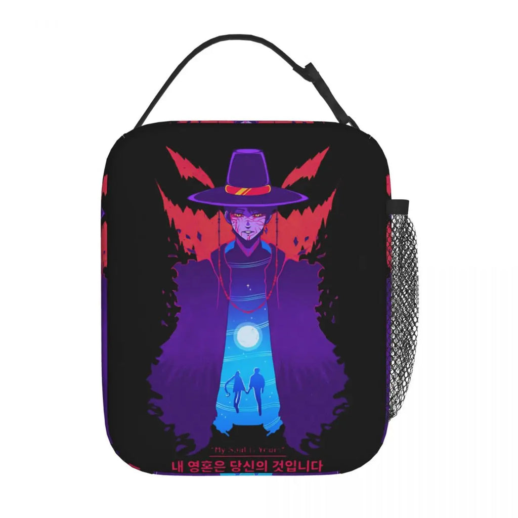 Kpop Demon Hunters Boys Team Retro Style 90s Insulated Lunch Bags Portable Meal Container Cooler Bag Tote Lunch Box Food Handbag