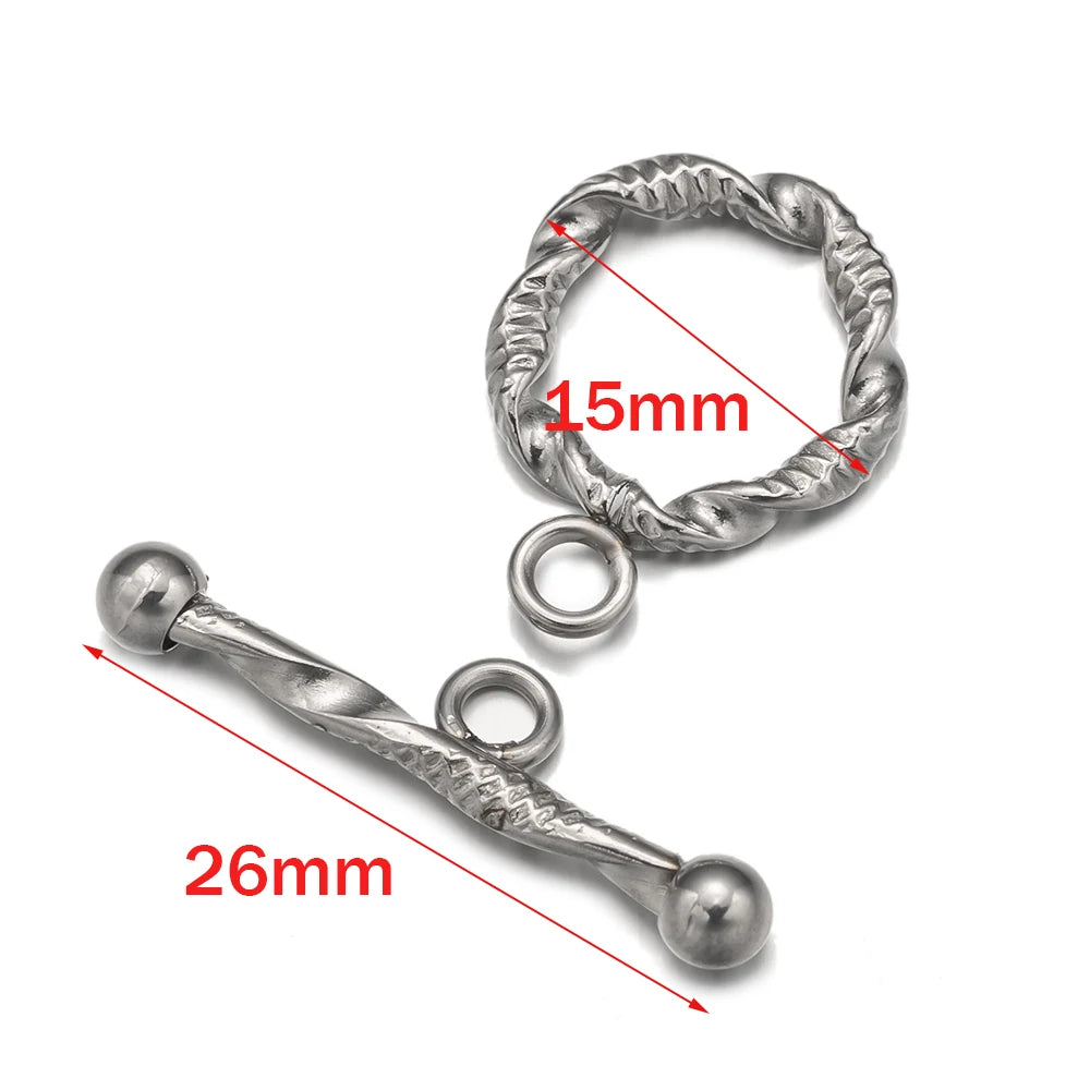 4Sets Stainless Steel Round OT Clasp End Buckle For DIY Necklaces Bracelets Jewelry Making Supplies Accessories Parts Components