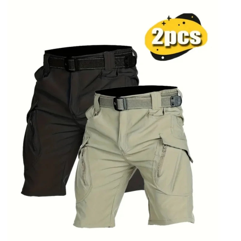 New 2 Piece Men's Outdoor Quick Dry Shorts , Breathable, High Capacity with Multiple Pockets for Hiking, Fishing and Casual Wear