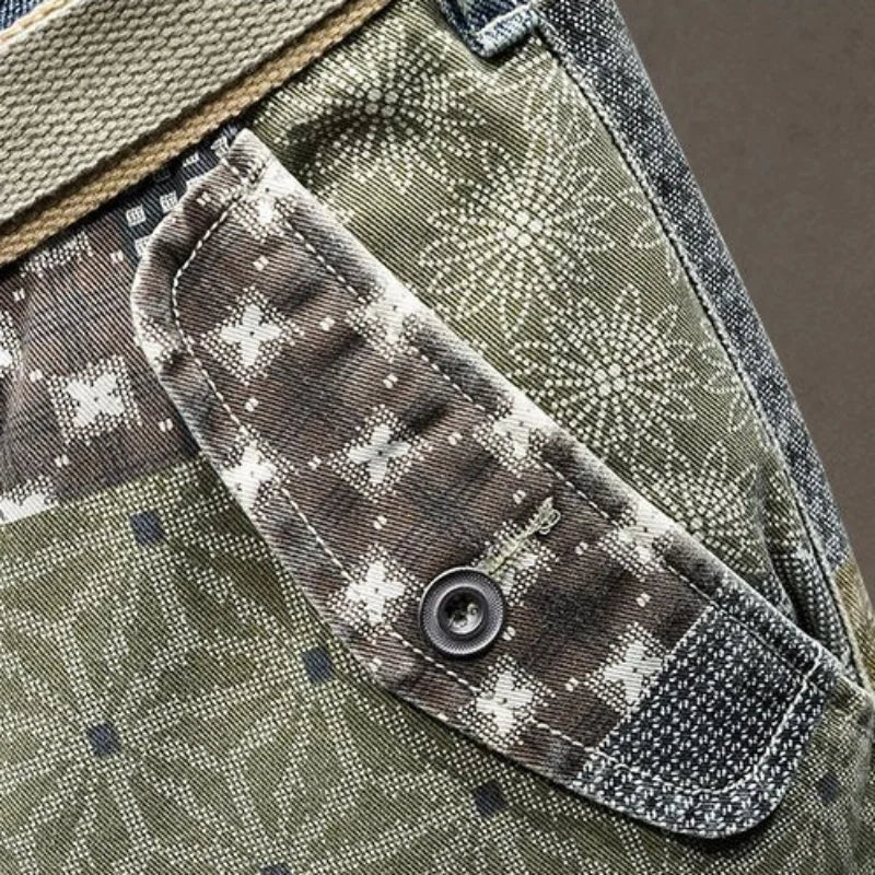 Graphic Man Denim Shorts Multi Color Short Jeans Pants for Men Cargo Bermuda with Text Stretch Jorts Thin Blue Korean Fashion Xl