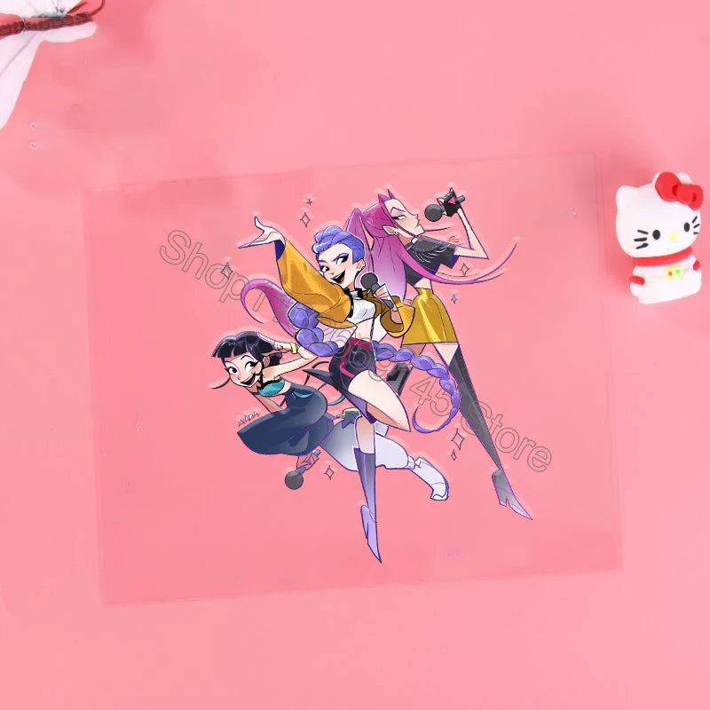 Kpop Demon Hunter Cartoon 3D Transfer Sticker UV DTF Stickers Kawaii Water Cup Water Bottle Lunch Box DIY Waterproof Sticker