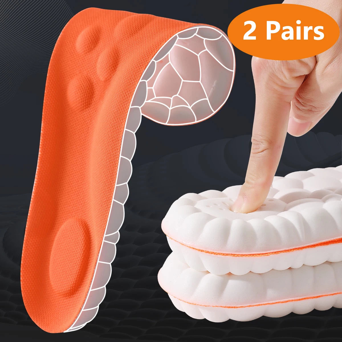 4D Sport Insole Super Soft Shoes Sole Pads for Feet Shock Absorption Baskets Shoe Sole Arch Support Orthopedic Inserts