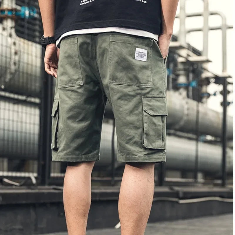 Multi Pocket Wide Baggy Mens Cargo Shorts Oversize Elastic Waist Solid Loose Big Size Short Pants for Men Hevy Whate New in Tall