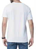 [Cotton | Soft] Soft, Breathable 100% Cotton Men's Gradient Letter Print T-Shirt | Casual Crew Neck Short Sleeve Tee