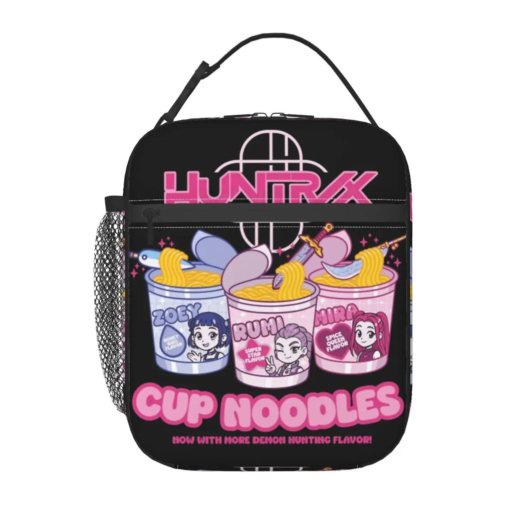 Huntrix Girls Cup Noodles Kpop Demon Hunters Lunch Bag Portable Lunch Box Men Office Print Cooler Bag Leisure Oxford Lunch Bags