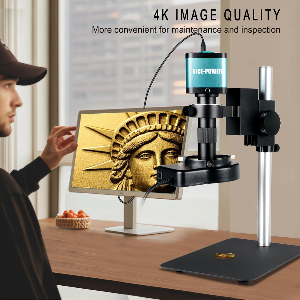 130X 150X 180X 215X C-Mount Zoom Lens Electronic Digital Microscope 4K 48MP HD Video Recording Industrial Cameras Repair Tools