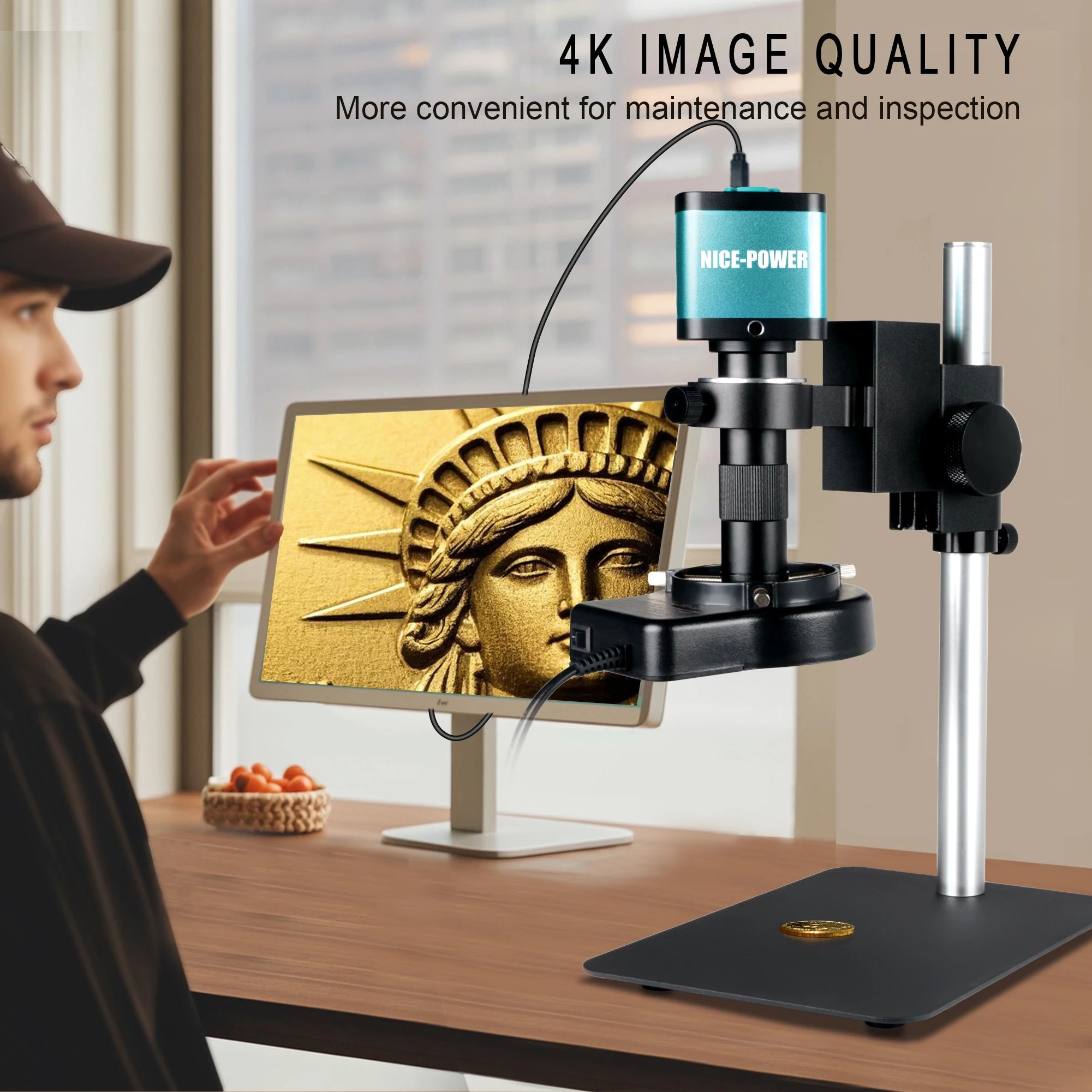 130X 150X 180X 215X C-Mount Zoom Lens Electronic Digital Microscope 4K 48MP HD Video Recording Industrial Cameras Repair Tools