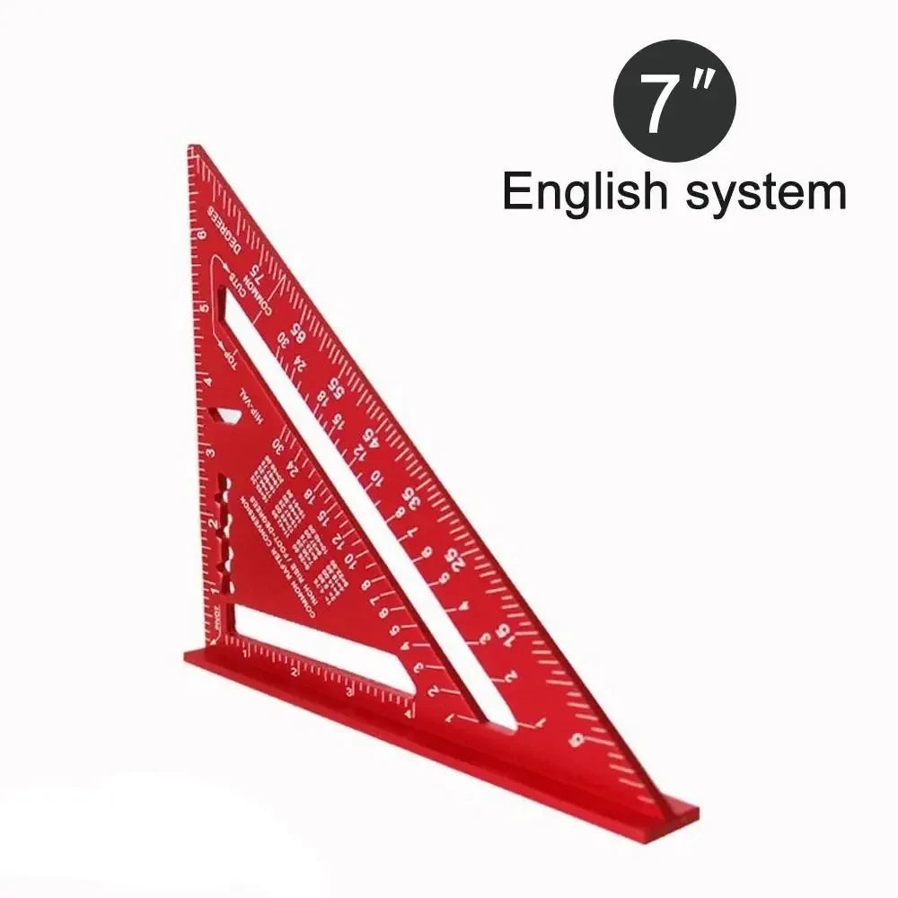 New 7Inch Triangle Ruler Measurement Tool Aluminium Alloy Carpenter Tools Inch Metric Angle Ruler Speed Square Woodworking Tools