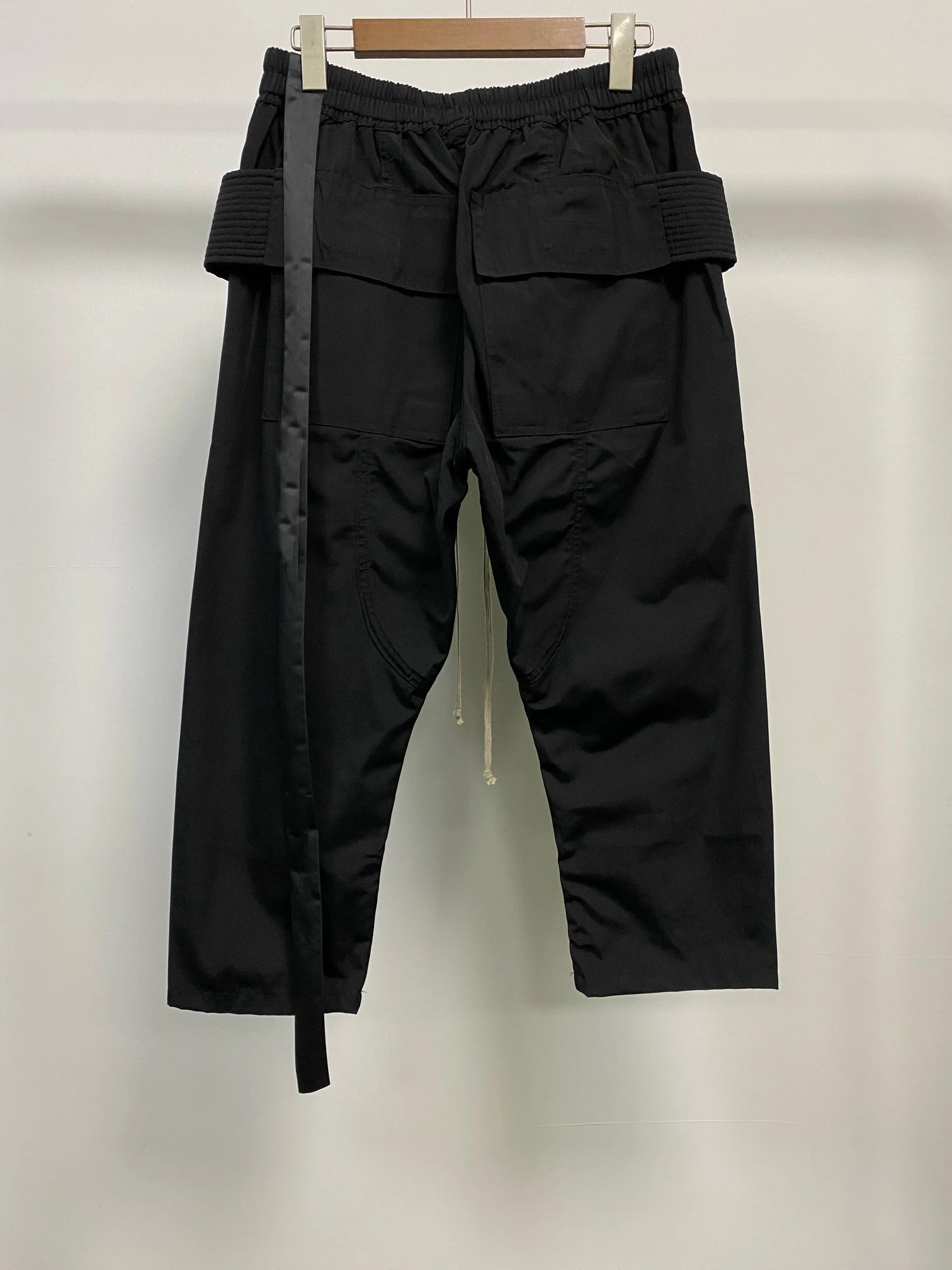 Owen Seak Men Cargo Harem Calf-Length Pants Gothic Men's Casual Summer Cross Lightweight Solid Loose Black Short Size XL