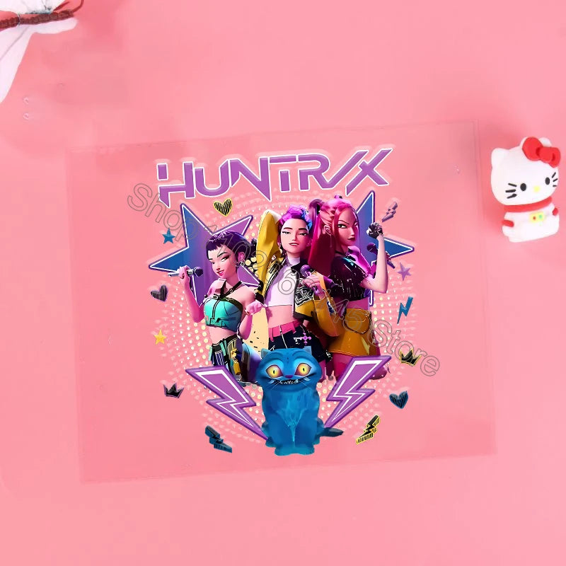 Kpop Demon Hunter Cartoon 3D Transfer Sticker UV DTF Stickers Kawaii Water Cup Water Bottle Lunch Box DIY Waterproof Sticker