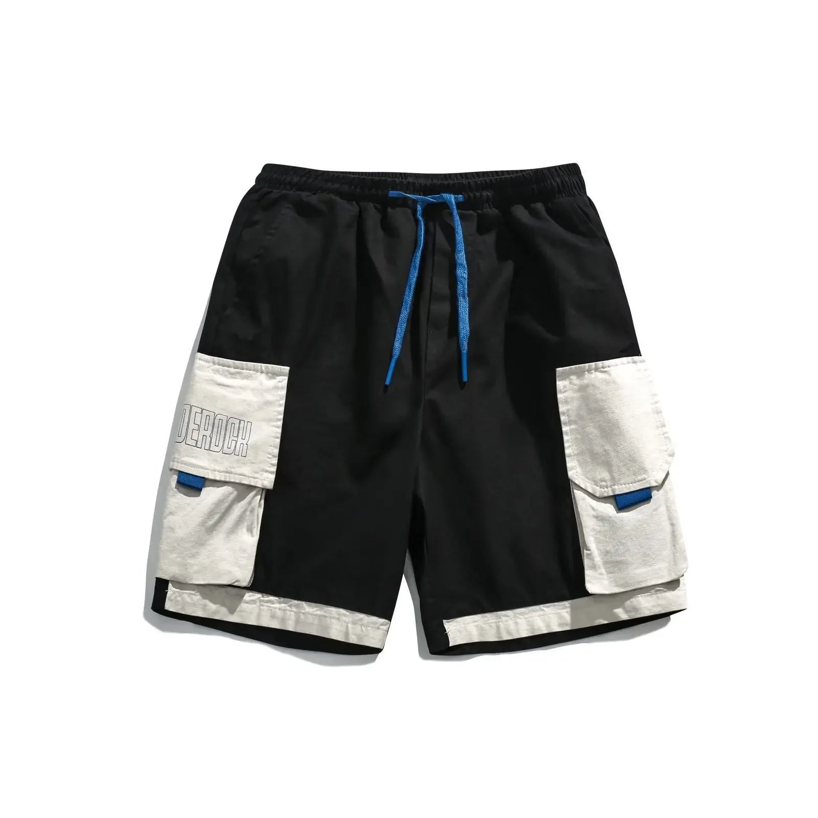 Wide Short Pants for Men Hip Hop Mens Cargo Shorts with Draw String Elastic Waist Loose Baggy Pockets Vintage Elegant Distressed