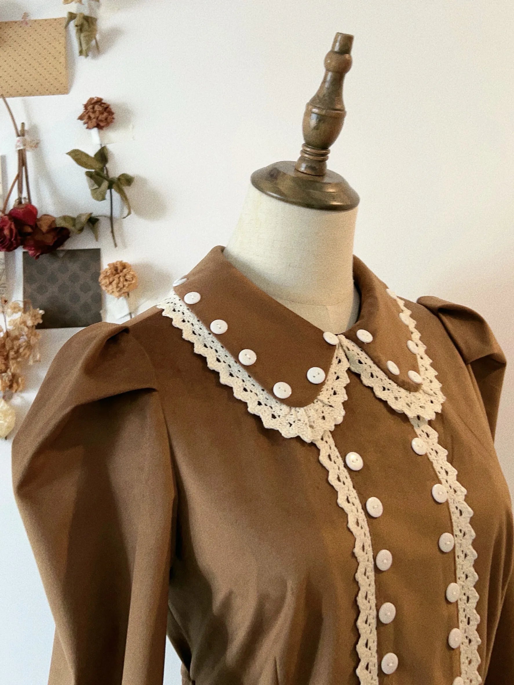 TIYIHAILEY Long Mid-Calf Women Ladies Velvet Dress Long Sleeve Brown S-L Spring Autumn Dresses Turn Down Collar Winter Vintage