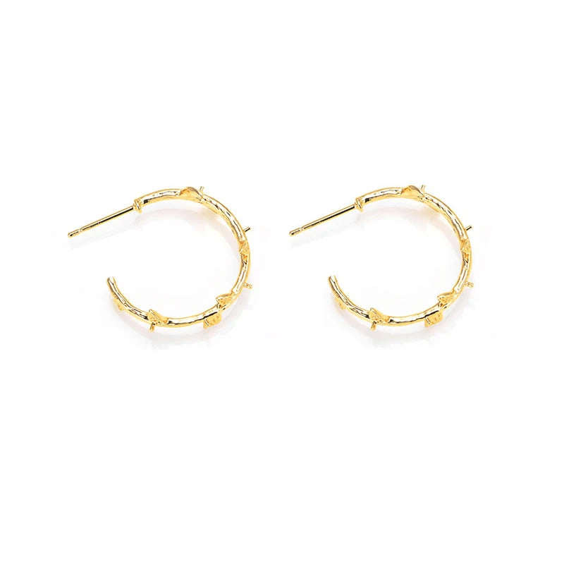6PCS 18K Gold Color Brass with Half Pin Round Stud Earrings High Quality Jewelry Making Supplies Necklace Accessories for Women