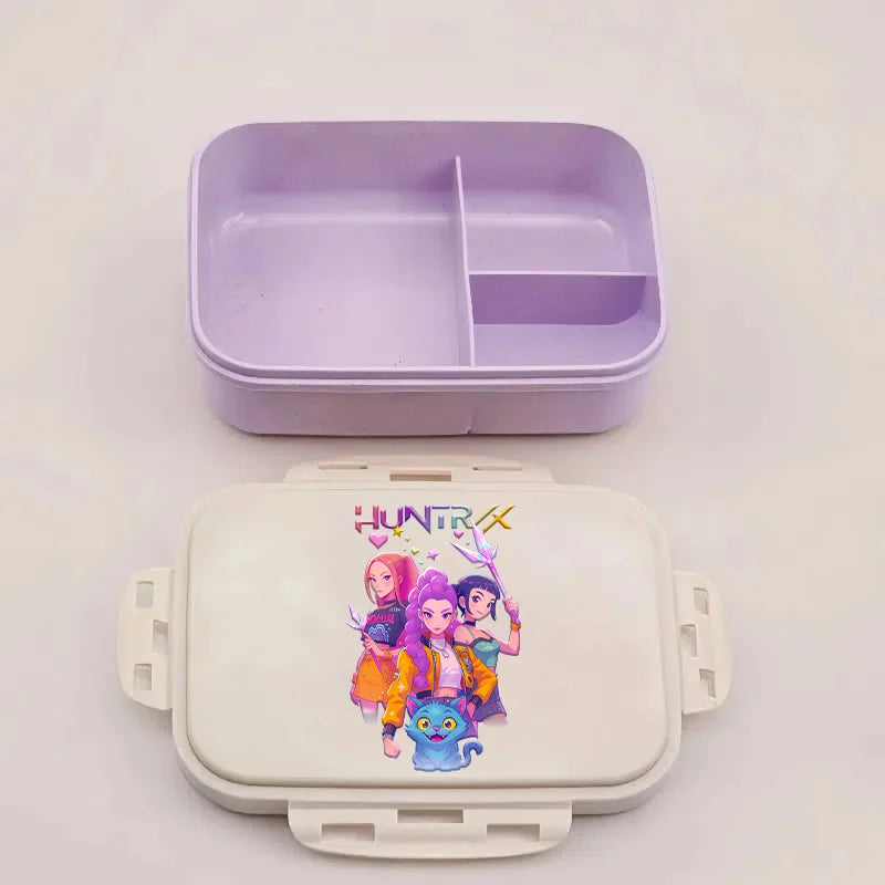 New Kpop Demon Hunter Bento Box Anime Huntrix Lunch Boxes with Dinnerware Girls School Picnic Food Storage Fruit Container Gift