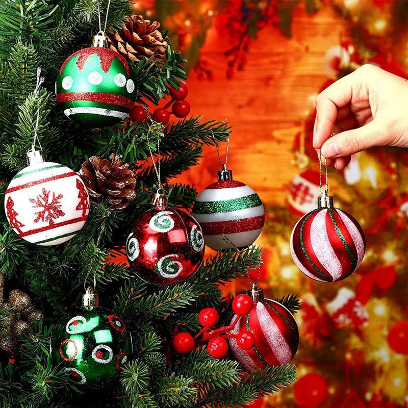 Christmas decoration ball30 Pcs Christmas Ball Ornaments Red Green and White Hanging Christmas Ball