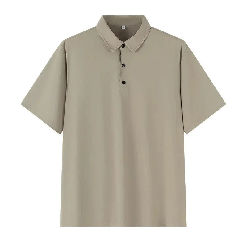 Plus Size Men's Polo Shirt 1XL-7XL Summer Ice Silk Quick Dry Short Sleeve Tees Solid Color Business Casual Loose Fit Top Clothes