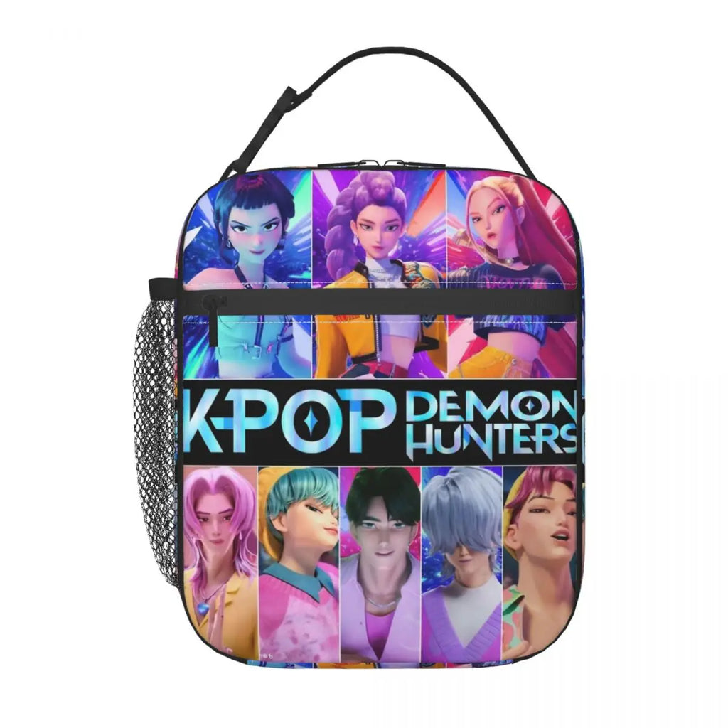 Kpop Demon Hunters HUNTRIX Saja Boys Thermal Insulated Lunch Bags for School Portable Food Container Thermal Cooler Lunch Boxes
